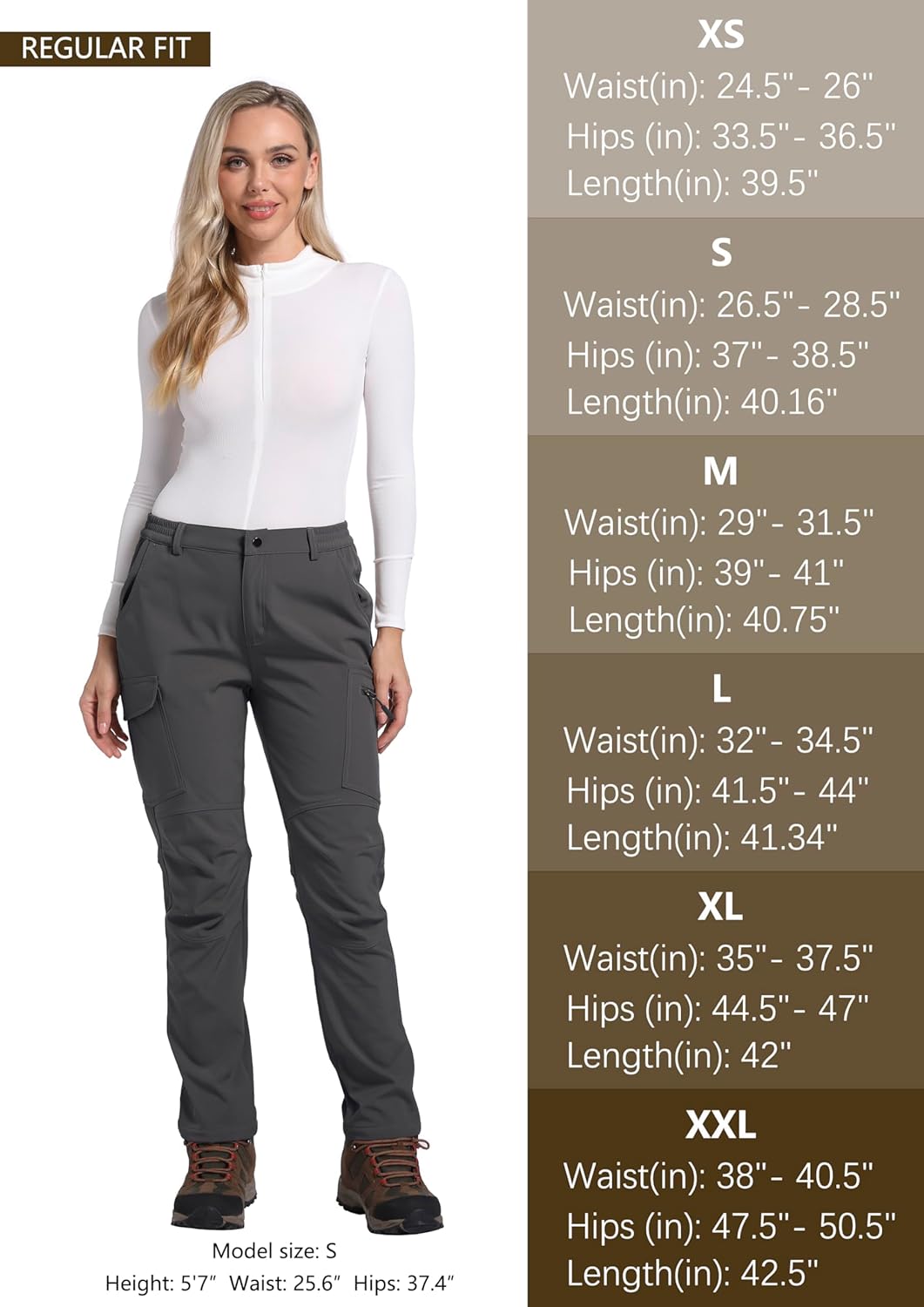 Women's Polar Fleece Lined Waterproof Hiking Pants Insulated Softshell Warm Outdoor Winter Snow Ski Pants - Image 7