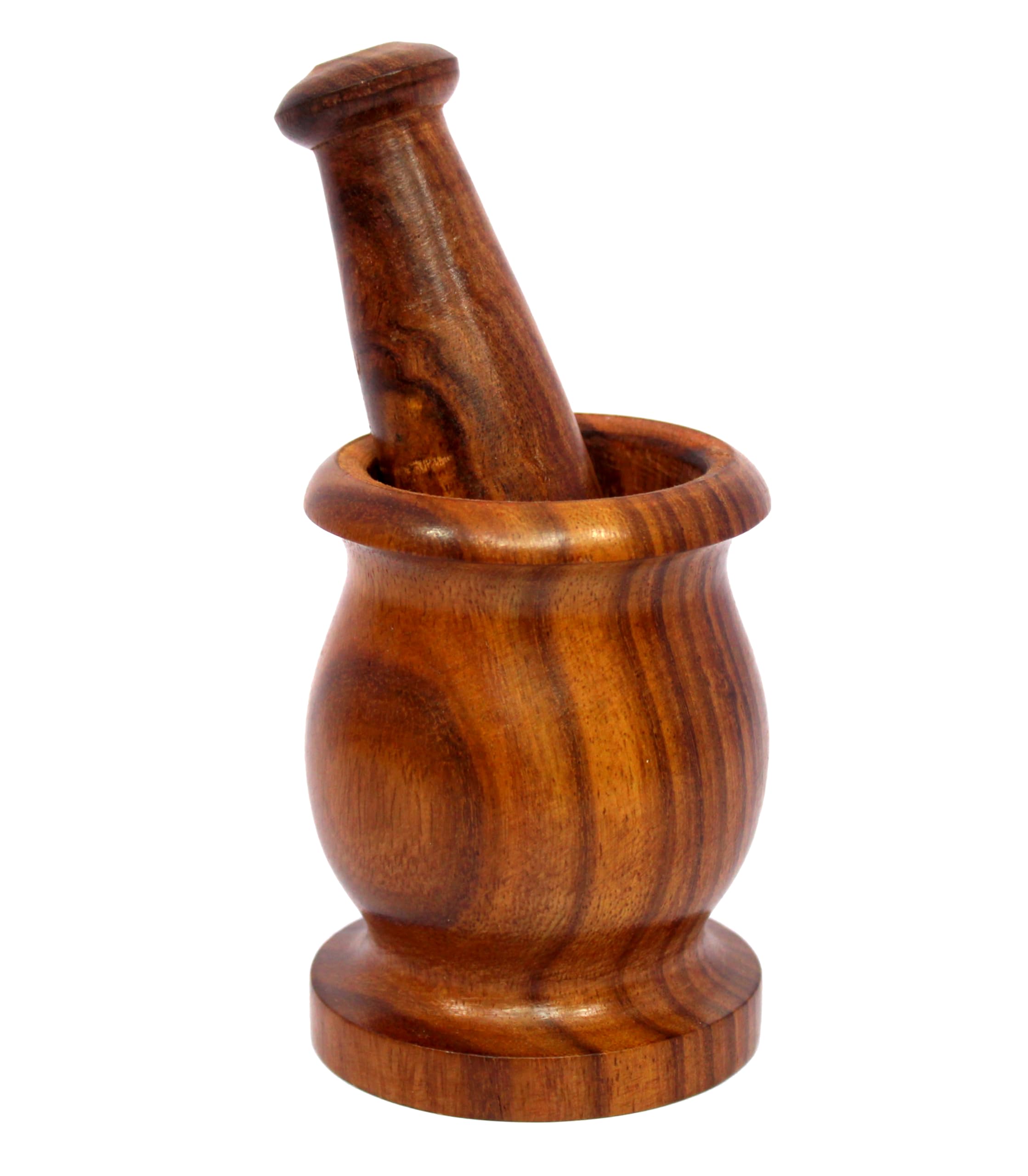 KLEO Wooden Grinder Masher for Spices & Medicine | Okhli Musal Set | Mortar Pestle Set | Imaam Dasta, Kharal, Khalbatta for Kitchen (Brown, 3.5" Inches) - Image 5 thumbnail