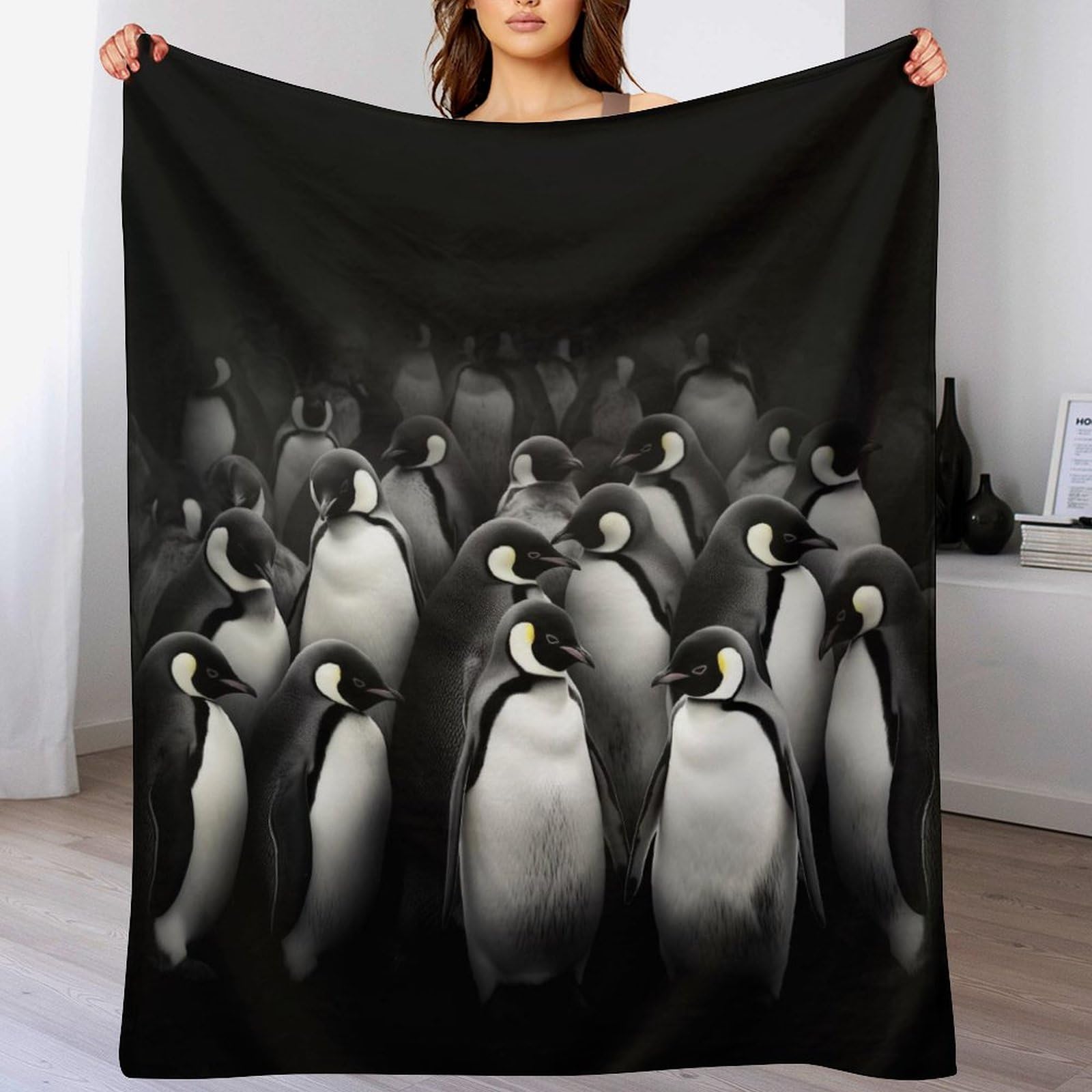 Pingouin couverture polaire en flanelle idéale pour cocooner sur votre canapé ou votre lit