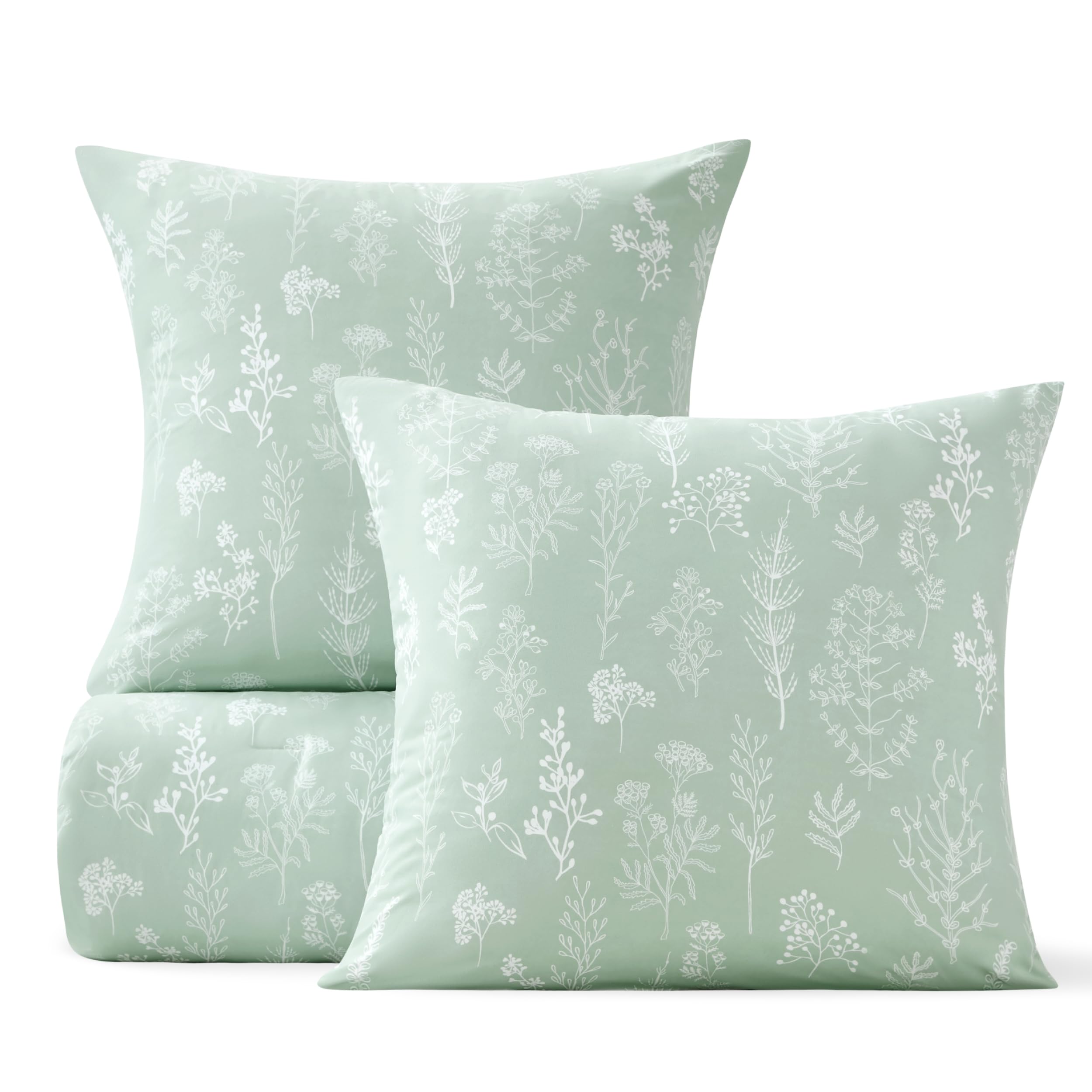 BEDSURE Bettdecke Ohne Bezug 200x200 - Bettdecke 200x200cm mit Kissenbezug 80x80-3-teilig-Bettdecken-Set für Allergiker 4 Jahreszeiten Waschbare Duvet, 1x Bettdecken, 2X Kissenbezug, Mintgrün