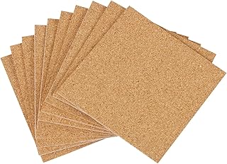 MIDELONG Self-Adhesive Cork Sheets 4"x 4" for DIY Coasters, Board Squares Backing Tiles Mat With Strong Adhesive-Backed, Mini Wall Board, Pack of 10