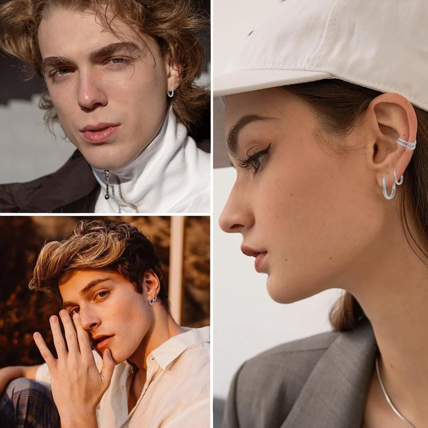 NEWITIN 10 Pieces Gold Clip On Earrings for Men Stainless Steel Hoop Earring Non Piercing Fake Earring Unisex Clip on Hoop Earrings for Women Men - Image 7