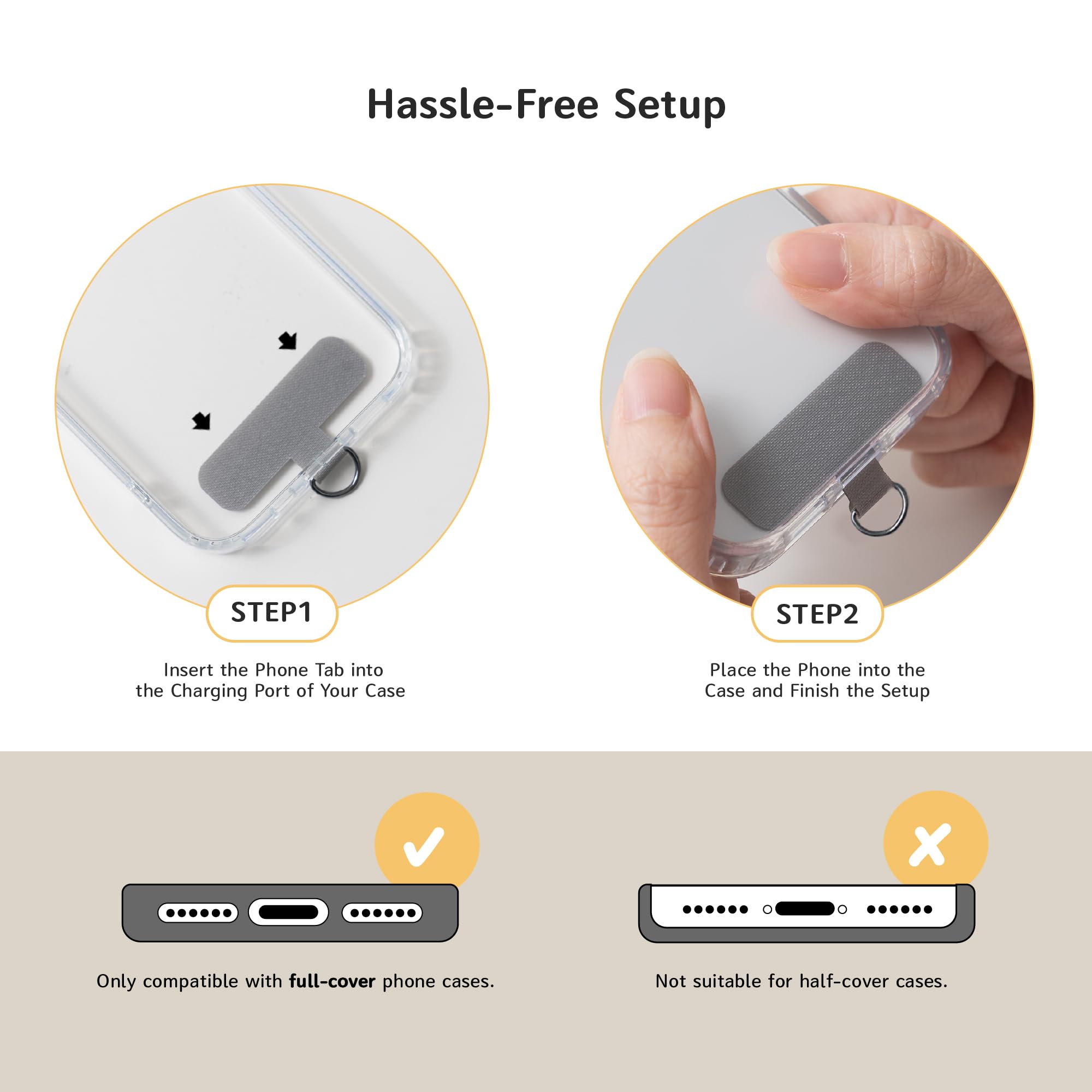 EKAX Confezione da 2 cinghie per telefono a tracolla e da collo, personalizzabili, con linguetta rimovibile da 0,5 mm, supporto per le mani libere per custodie del telefono (rosa rosa + grigio cenere)