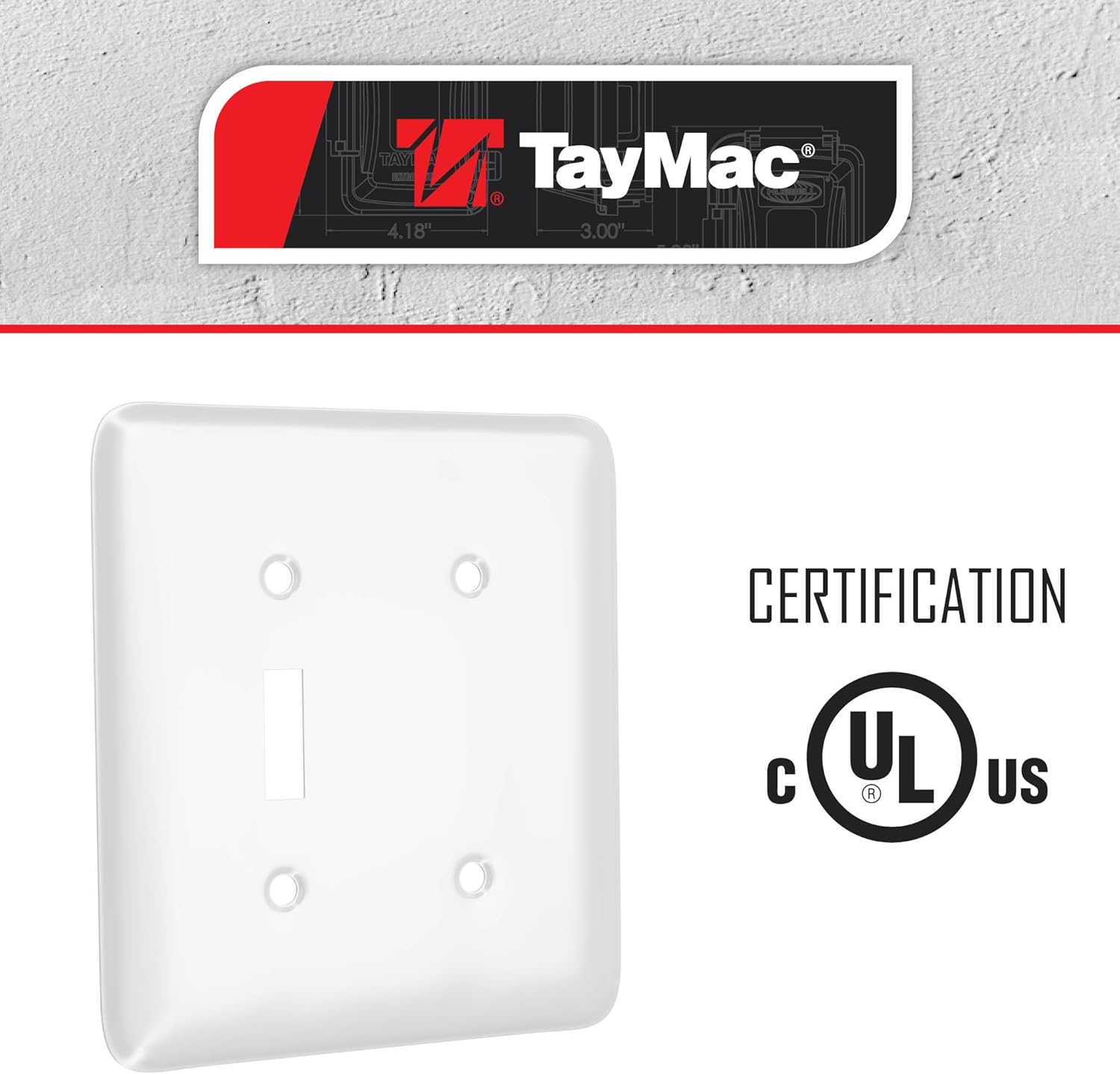 TayMac WRW-TB 2-Gang White Smooth Metal Maxi Toggle/Blank Wall Plate WRW-TB, Outlet Cover Wall Plate with Screws, Light Switch Cover Plate for 2 Devices