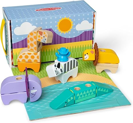 Amazon.com: Melissa & Doug Blockables™ Safari Snap and Play, Mix and ...