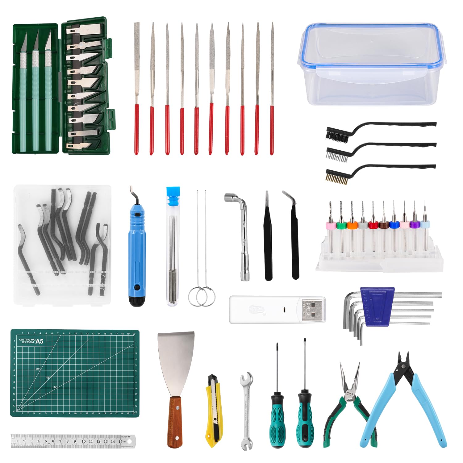 Sovol Akcesoria do drukarek 3D, 78 sztuk, przenośne narzędzie do druku 3D, zestaw narzędzi DIY, w zestawie pudełko do przechowywania, szczypce do usuwania zadziorów i szpachelka, zestaw do czyszczenia