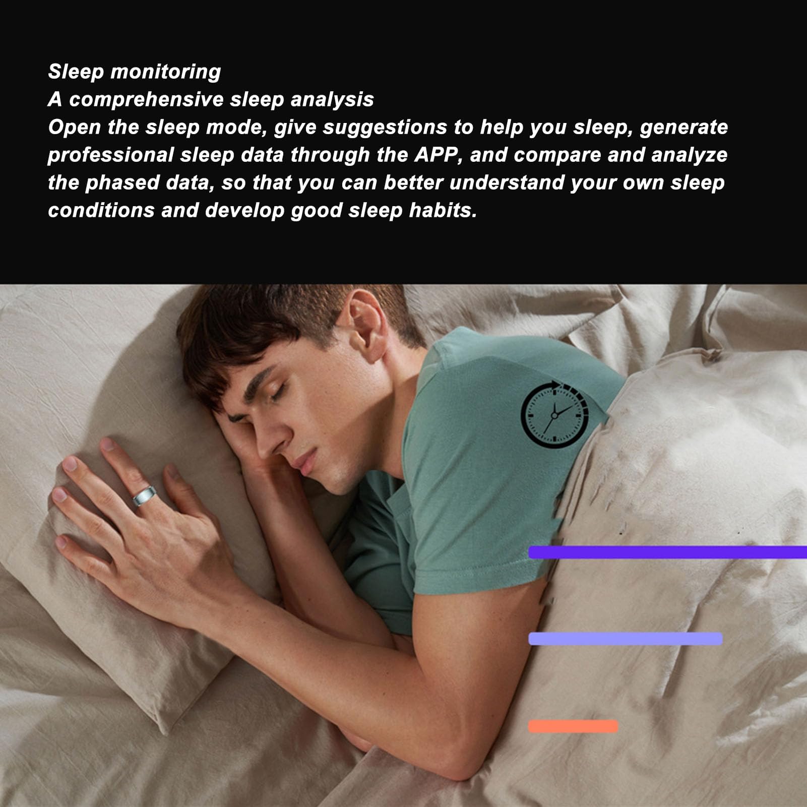Dpofirs Smart Health Ring, Smart Ring Health Tracker BT 5.1 NFC Monitoraggio della Temperatura Corporea del Sonno Contapassi IP68, Tracker della qualità del Sonno per Regali di