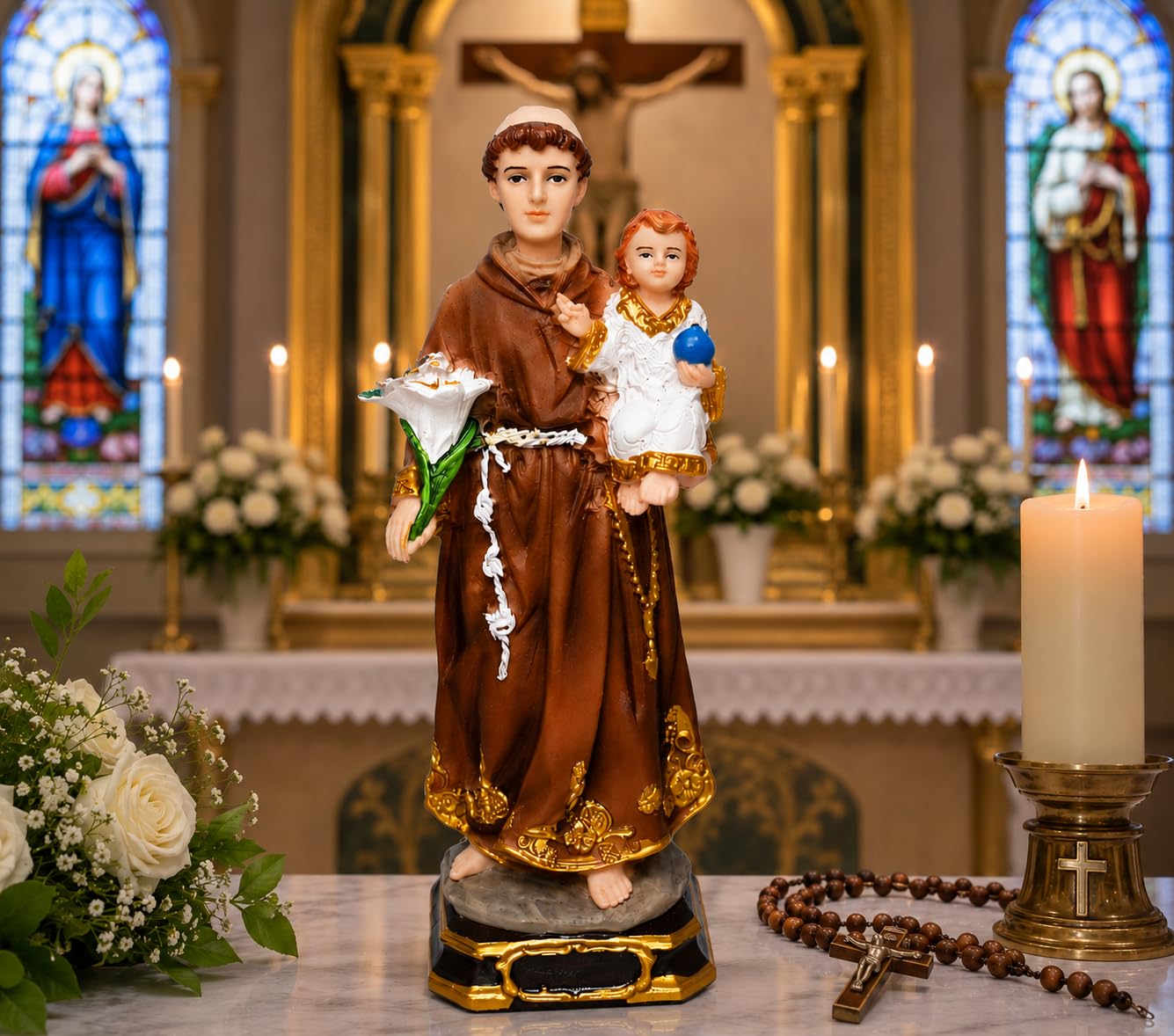 KariGhar® St Anthony/Anthony of Padua Idol Perfect for Home/Prayer Room/Gifting & Decoration (6.5 x 6.5 x 19 cm) (5 x 5 x 17 cm)-image-36