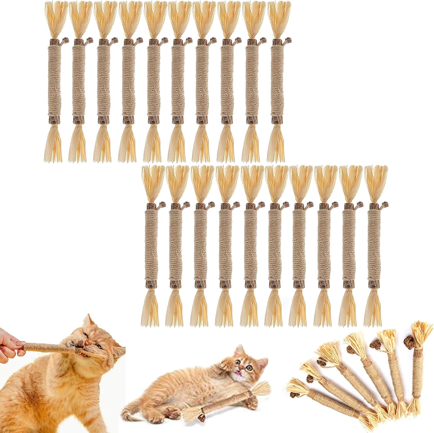 Natural Silvervine Dental Sticks, Silvervine Sticks for Cats, Cat Dental Sticks, Natural Cat Chew Stick, Interactive Kitten Teething Toys, for Indoor Kitty Nip Dental Care Biting