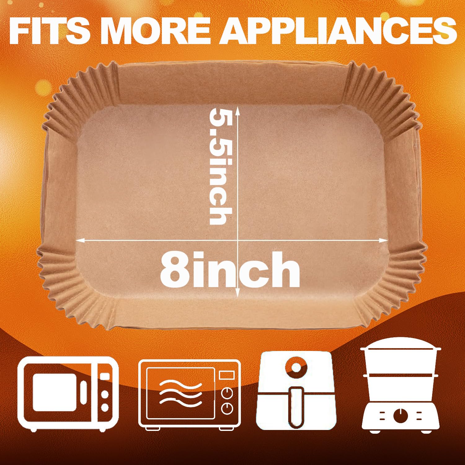 100PCS Air Fryer Liners Disposable Paper Liners for Ninja Dual Air Fryer Parchment Paper Rectangular for Microwave Oven 8 x 5.5inch