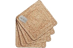 Square Placemats Set of 4 - Jute Braided Placemats