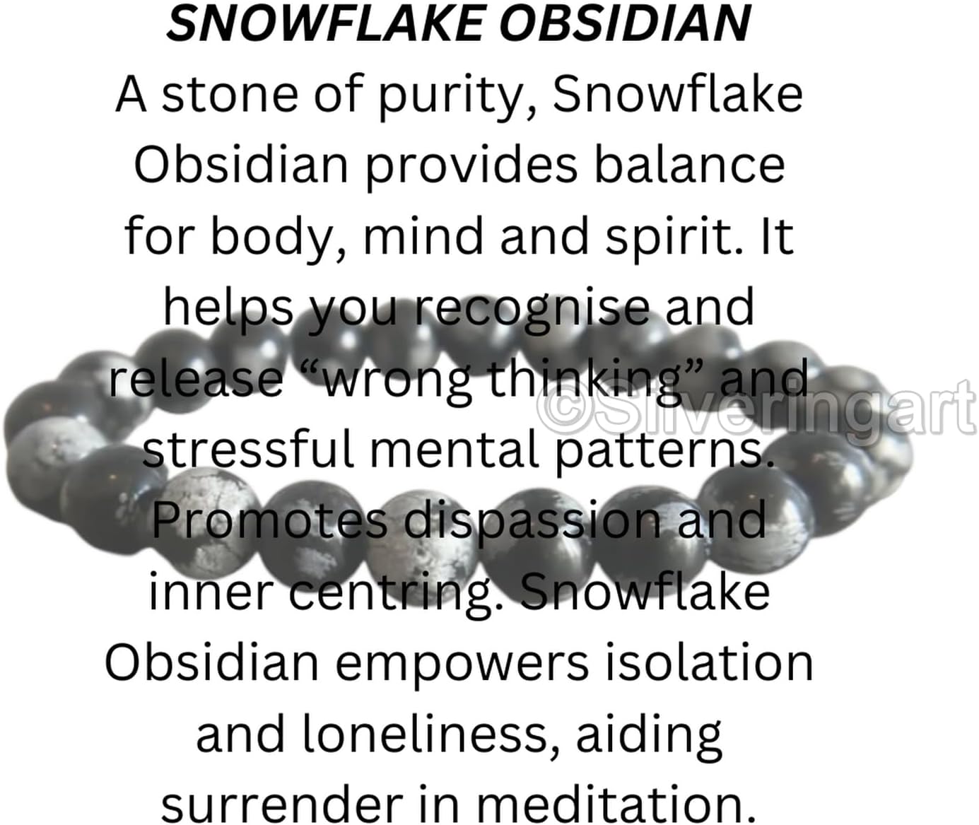 Snowflake Obsidian Beads Bracelet, Natural Obsidian Bracelet, Snowflake Obsidian Birthstone, Healing 8mm Beaded Stretch Bracelet, Unisex Jewelry, Mens Bracelet, Spiritual Womens Bracelet