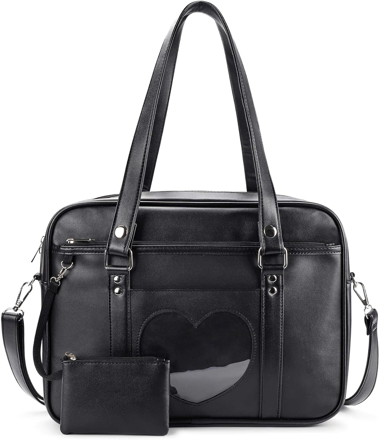 STEAMEDBUN Kawaii Ita - Bolsa escolar japonesa, bonita bolsa de mano con hombro grande, diseño de corazón animé