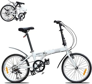 Folding Bike, Men Women Foldable Bicycle, Folded Within 10 Seconds, Streamline Frame, 20in 6 Speed City Folding Mini Compact Bike Bicycle Urban