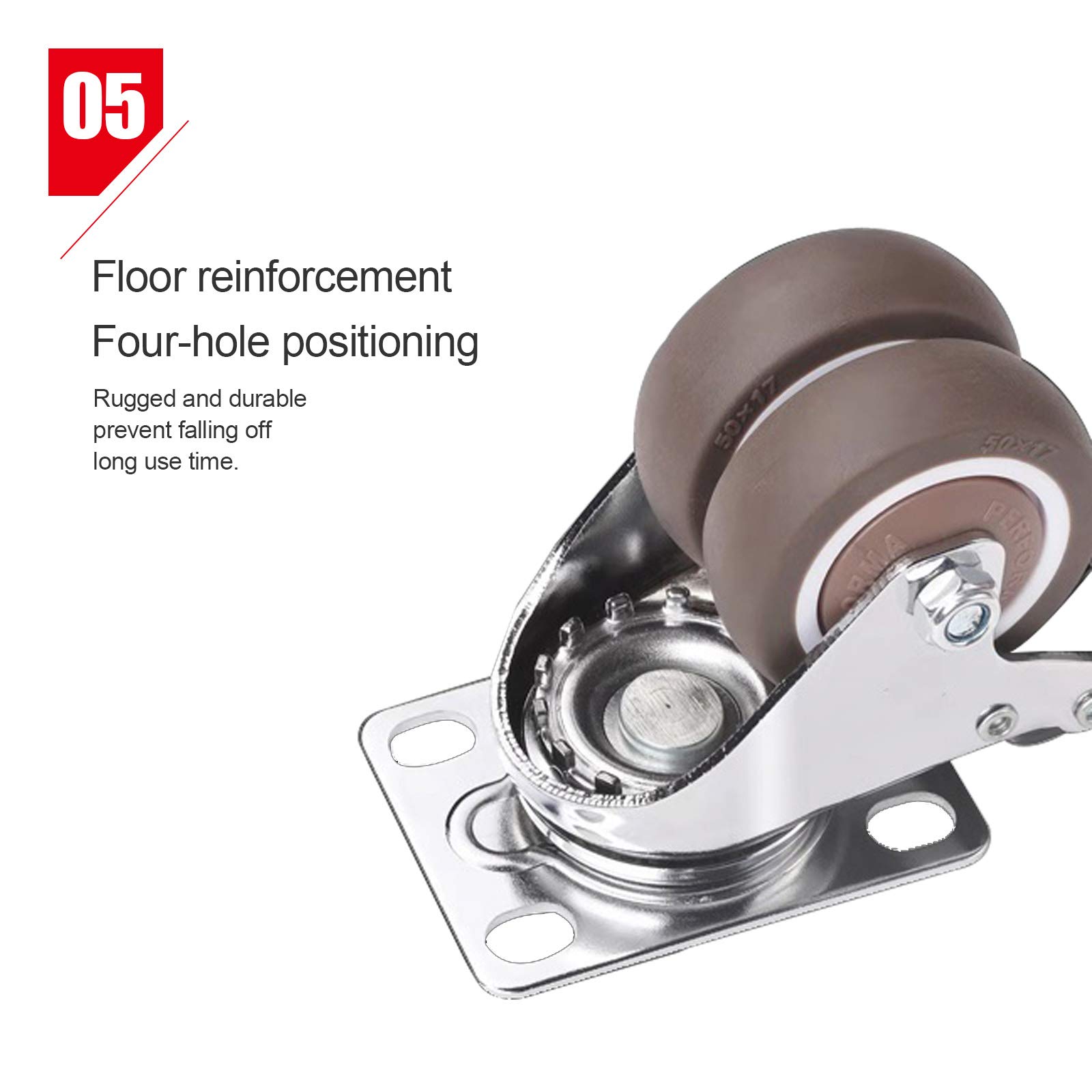 Rubberen Wielen, 4 Stuks, Meubelwielen, Met Schroeven, 360 ° Rotatie, Zwenkwielen Met Rem, Diameter: 44/50 Mm, Wieg, Eenvoudig Te Installeren.,4 no brakes,50mm