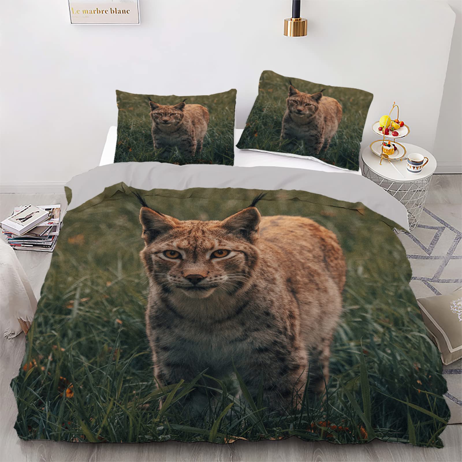Housse de couette 200x200 chat vert à fermeture éclair pour changer vos draps sans effort