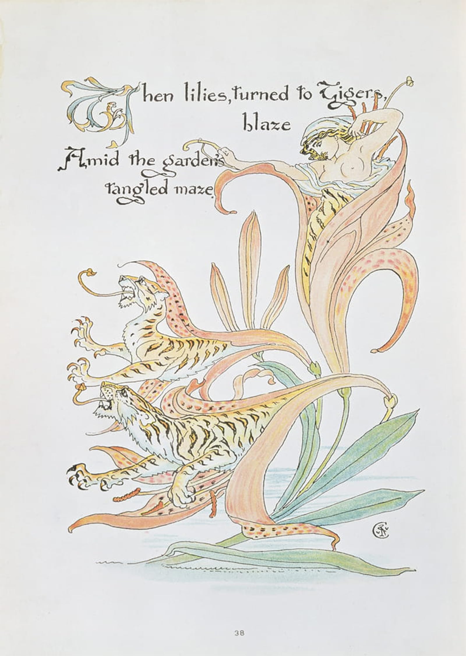 POSTERIIk Vintage Classic Picture Landscape Artwork Illustration to flora's Feast a Masque of Flowers by Walter Crane Portrait Canvas Painting for Office Home Decor 60x90cm