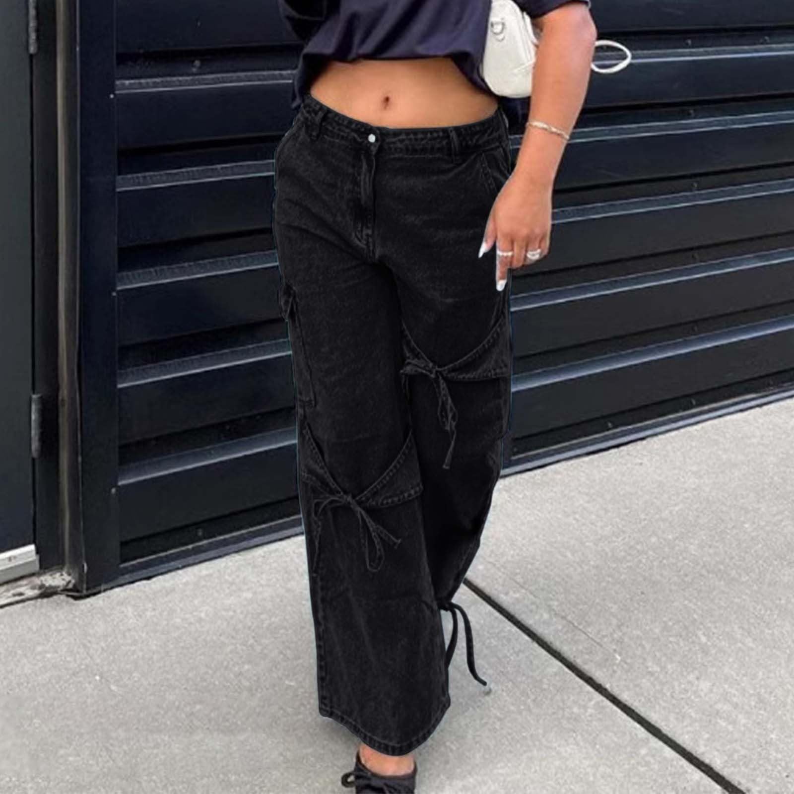 Jeans Donna Vita Alta,Pantaloni in Denim a Gamba Larga per Ragazze in Stile Street, Pantaloni Casual Larghi, Jeans Lunghi alla Moda