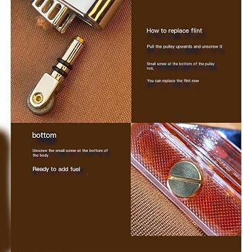 Retro flip top antique classic flame lighter, windproof kerosene lighter, large capacity visible transparent tank grinding wheel lighter, unique birthday gift(Black)