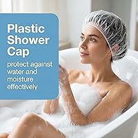 Vista 5 de MAQIHAN 100 gorros de ducha desechables grandes – Gorros de plástico grueso para acondicionamiento profundo, gorro de ducha reutilizable impermeable