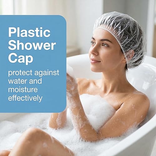 Miniatura 5 de MAQIHAN 100 gorros de ducha desechables grandes – Gorros de plástico grueso para acondicionamiento profundo, gorro de ducha reutilizable impermeable