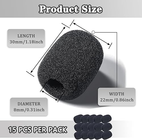 Miniatura 8 de Fundas de micrófono para auriculares, espuma de solapa, micrófono, parabrisas, esponja de espuma, mini cubierta de espuma para variedad de