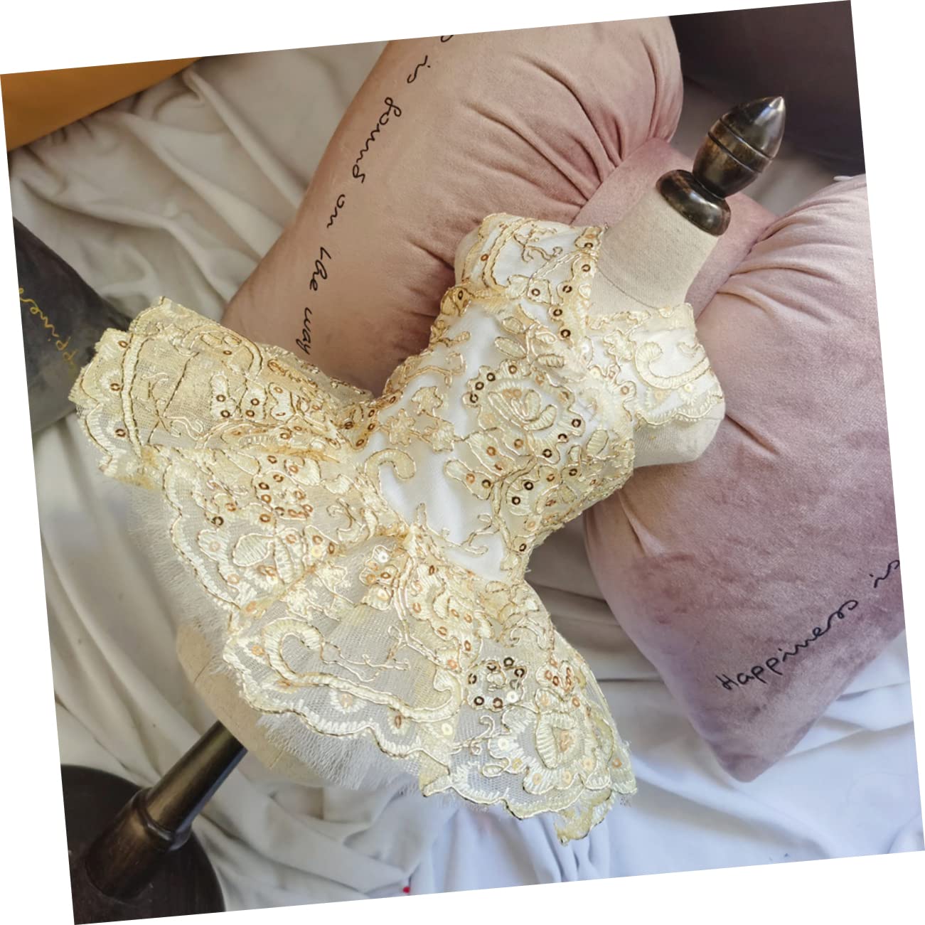 ibasenice Vestito Per Cani Gonna Senza Maniche Elegante in Pizzo Paillettes Costume Traspirante Per Animali Domestici Per Matrimoni e Feste s