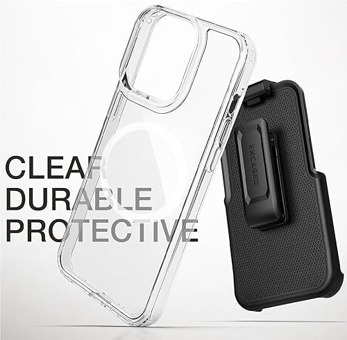 Miniatura 6 de Encased Funda compatible con iPhone 15 Plus con clip para cinturón, compatible con MagSafe, magnética (transparente)