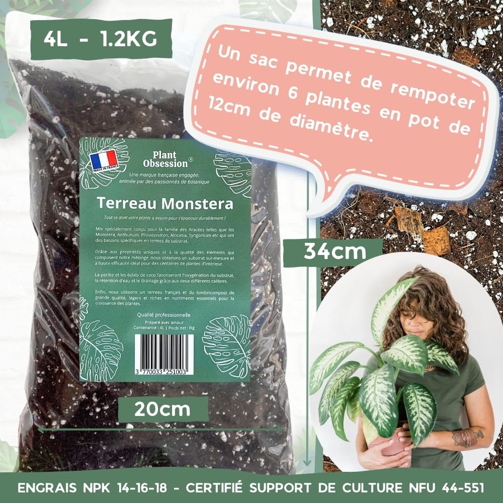 Monstera Premium, Erde zum Umtopfen, 4 l, Erde, Zimmerpflanze, Mischung fr  tropische Pflanzen, Erde Orchideen, Grnerde, Kokosnuss, Perlit, Erde sauer  : Amazon.de: Garten