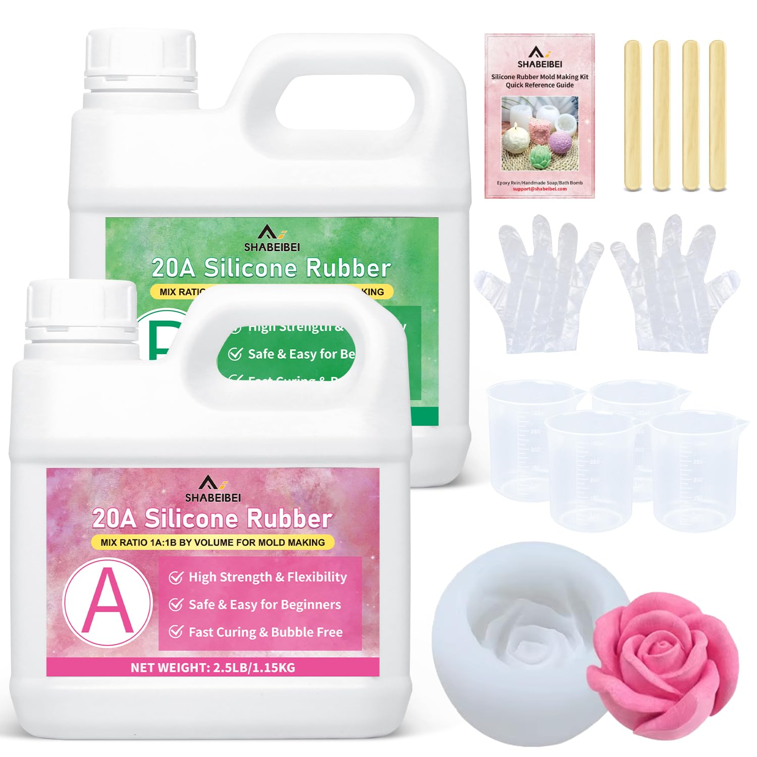 Silicona líquida translúcida 20A 2L, silicona para moldes, kit de fabricación de moldes de silicona, kit profesional de caucho líquido para resina, velas y jabón