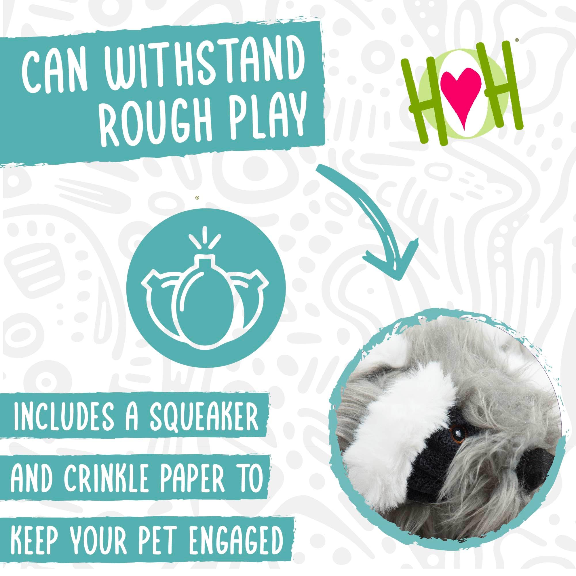 HuggleHounds X-Brace – Jouet interactif en peluche pour les garder occupés, jouet couineur et froissé pour chiens de petite, moyenne et grande taille, corde nouée interne durable, rembourrage minimal