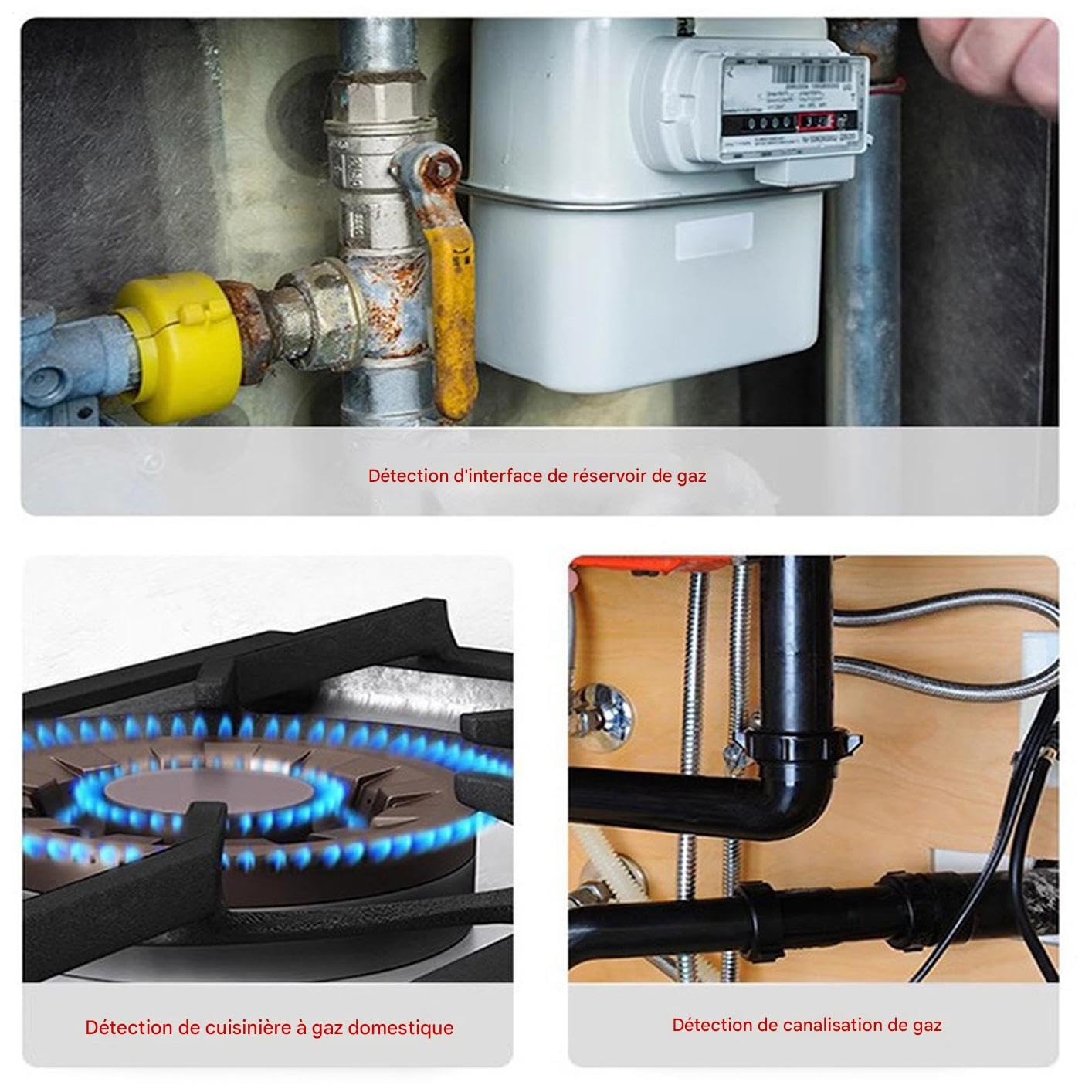 Détecteur de Fuites de Gaz,Avertisseur de Gaz Portable - Analyseur Portable Précis pour Sécurité Maison Cuisine Intérieur Restaurant Hôtel Voiture