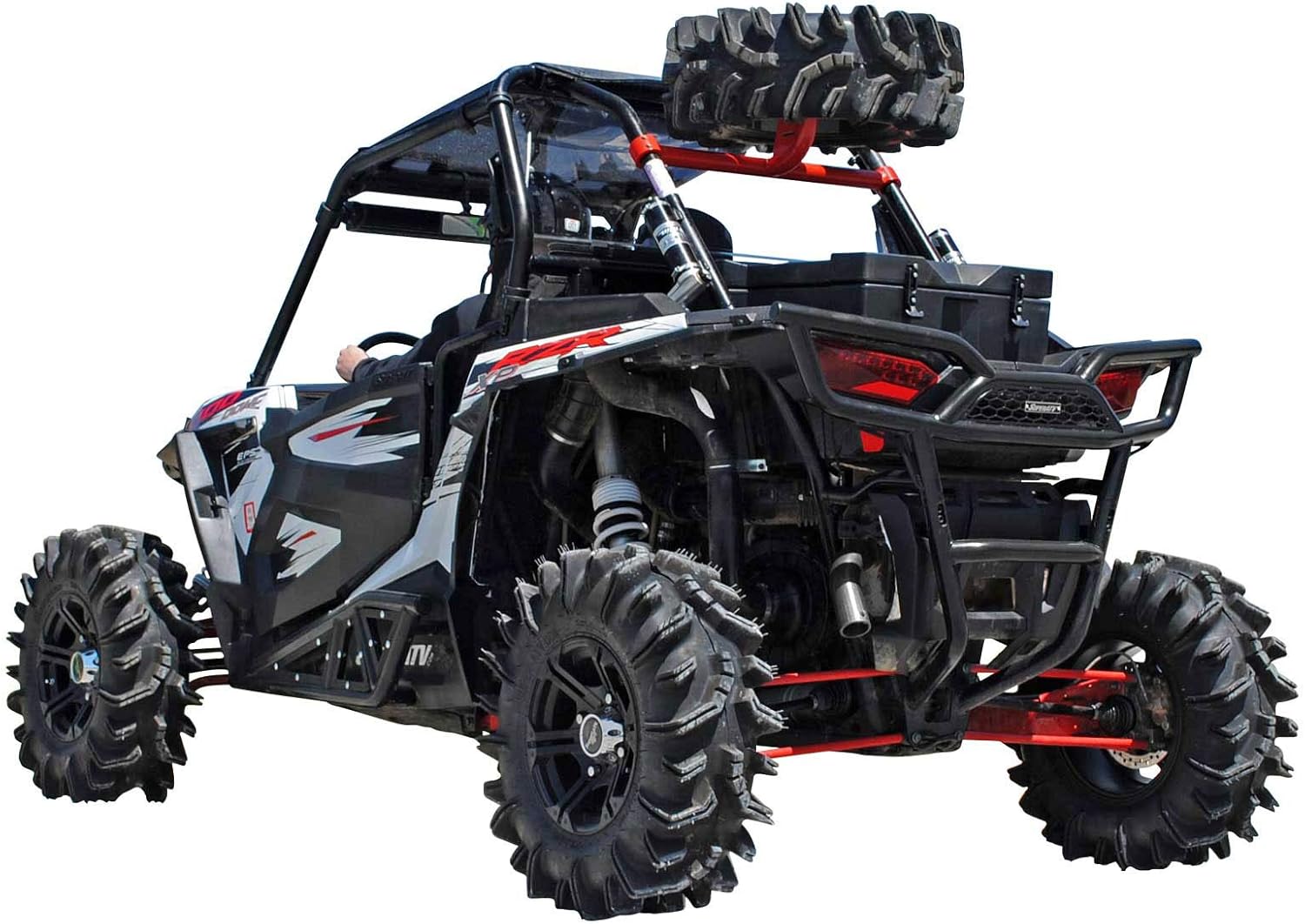 SuperATV Polaris RZR XP Turbo Spare Tire Carrier for a 2016+ Polaris RZR XP Turbo/XP 4 Turbo, Easy, Bolt-on Installation, Powder Coated, Wrinkle Black, See Fitment, USA Made