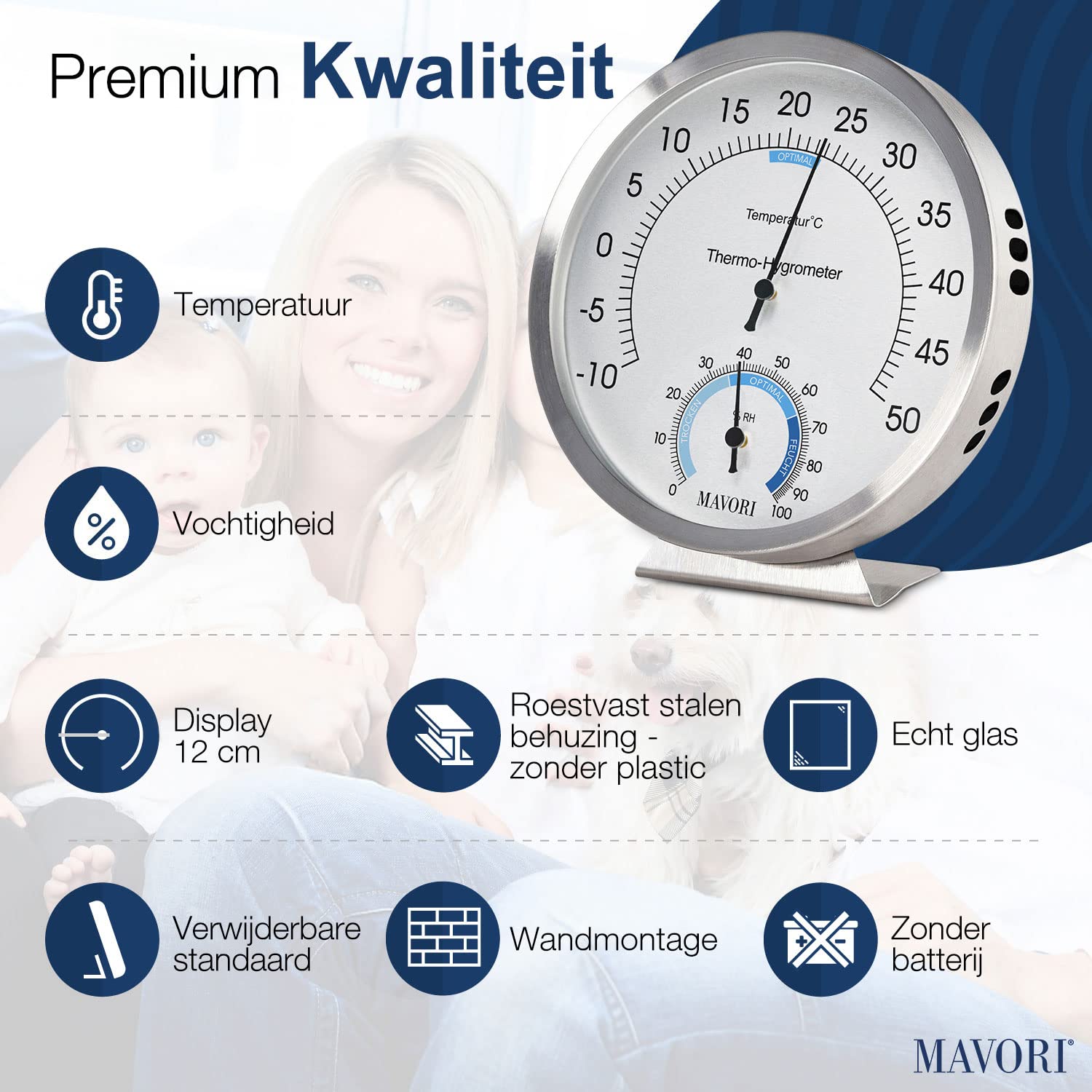 MAVORI ® Analog Meteoroloji İstasyonu - İç ve Dış Mekan Kullanımı için 3'ü 1 Ara