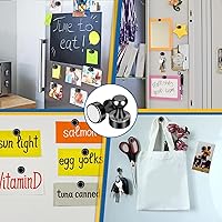 Vista 7 de LOVIMAG Imanes para nevera, 50 unidades, pizarra blanca para refrigerador, pequeño imán fuerte, accesorios de cocina, juego de casilleros Negro