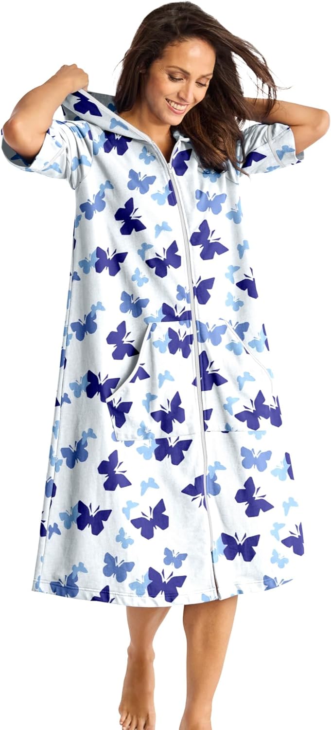 Dreams & Co. Plus Size Short French Terry Robe