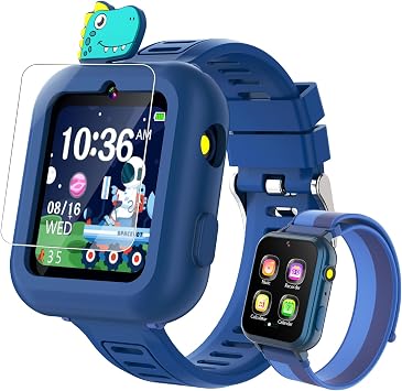 Smart Watch for Kids Boys Gift Age 3-12 with 39 Games Camera Video | larm Clock Music Pedometer Flashlight 12/24 hr HD Touch Screen Kids Watch Birthday Toys for Boys Ages 4 5 6 7 8 9 10Blue