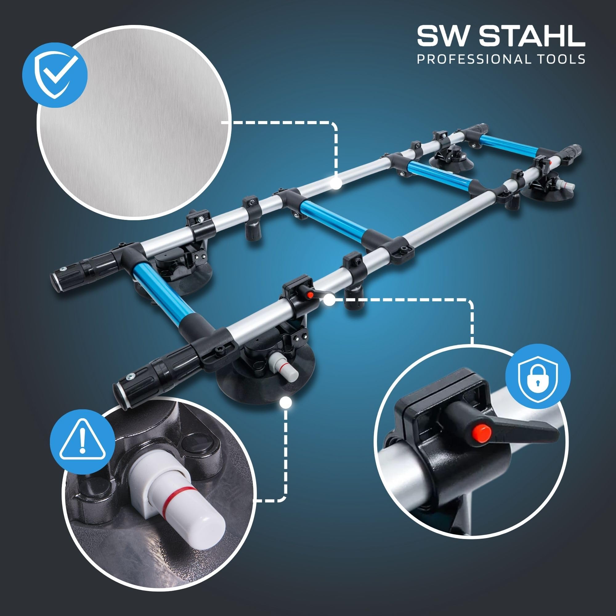 SW-Stahl 40017L Montagegestell 100 kg - Autoglas Saugheber Vakuumheber