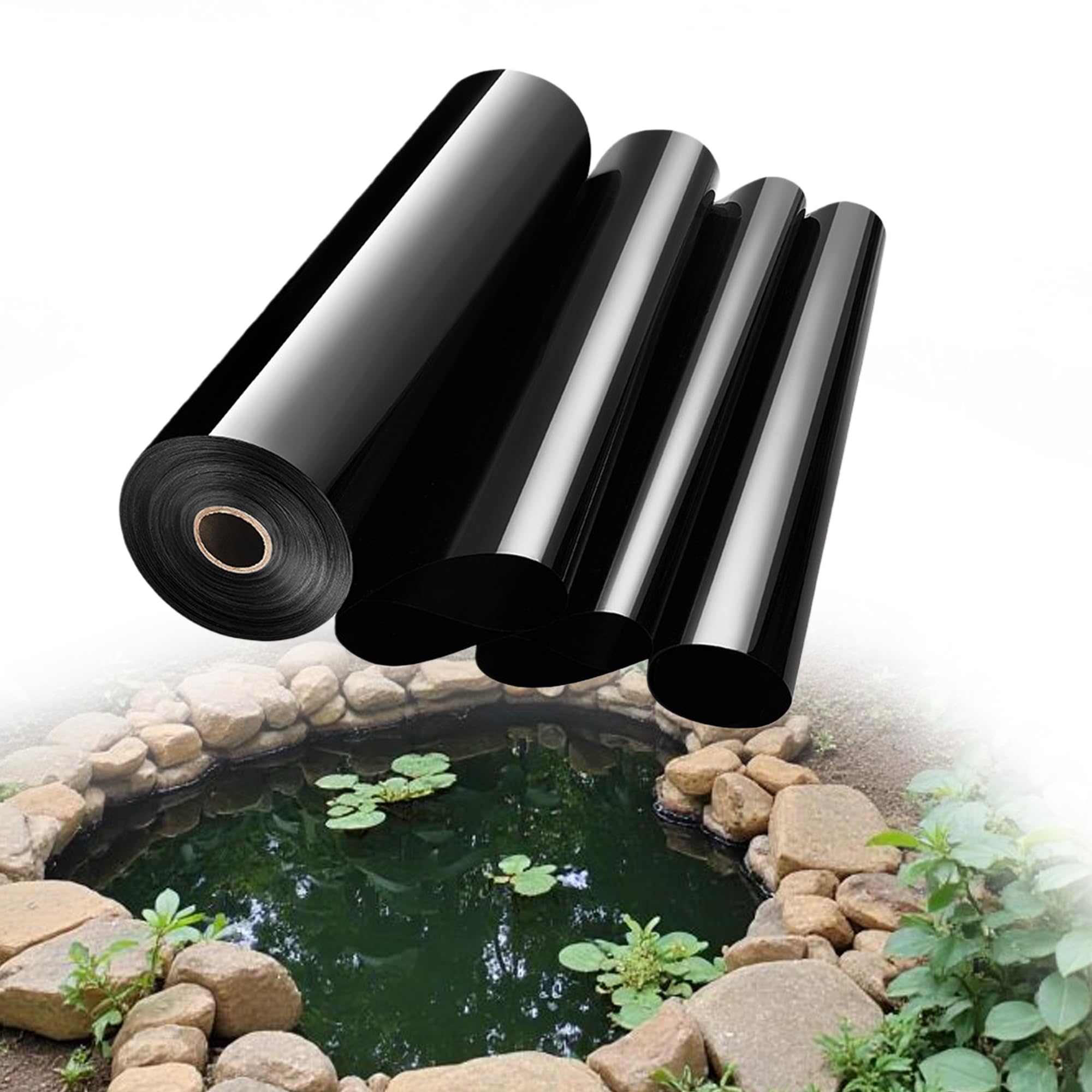 Bâche pour bassin 200 x 650 cm robuste bâche d'étang en plastique polyéthylène noir jardin