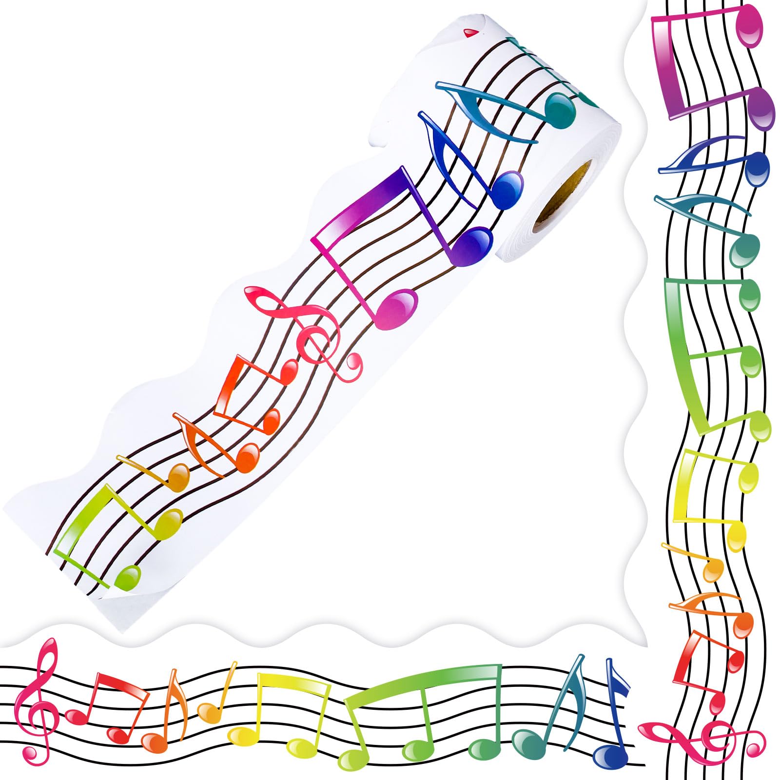 Autocollants notes de musique en rouleau blanc de 20 mètres