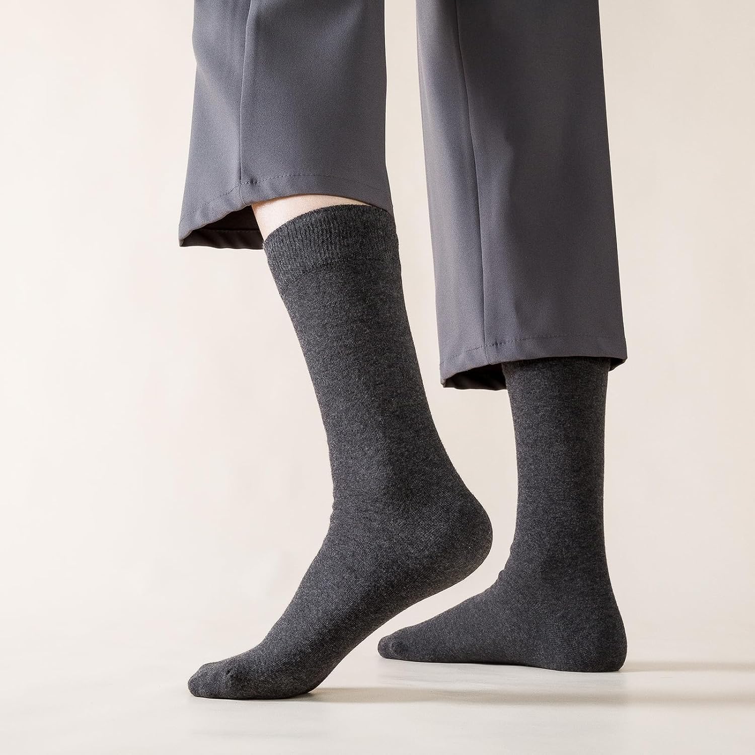 J-BOX Men's Dress Socks 6 pairs Black Cotton Crew Socks, Anti-Odor&Breathable for Business/Casual, Size 6-15