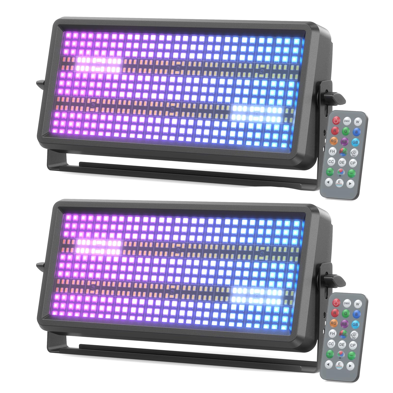 2PCS 120W LED Wallwasher Strobo Luce da Palco,Proiettore LED RGBW 4in1 Luci Discoteca con Telecomando,LED Stroboscopio Effetto Faretto Barra Luminosa per DJ Bar,Disco,Natale,Halloween,Feste,Matrimoni