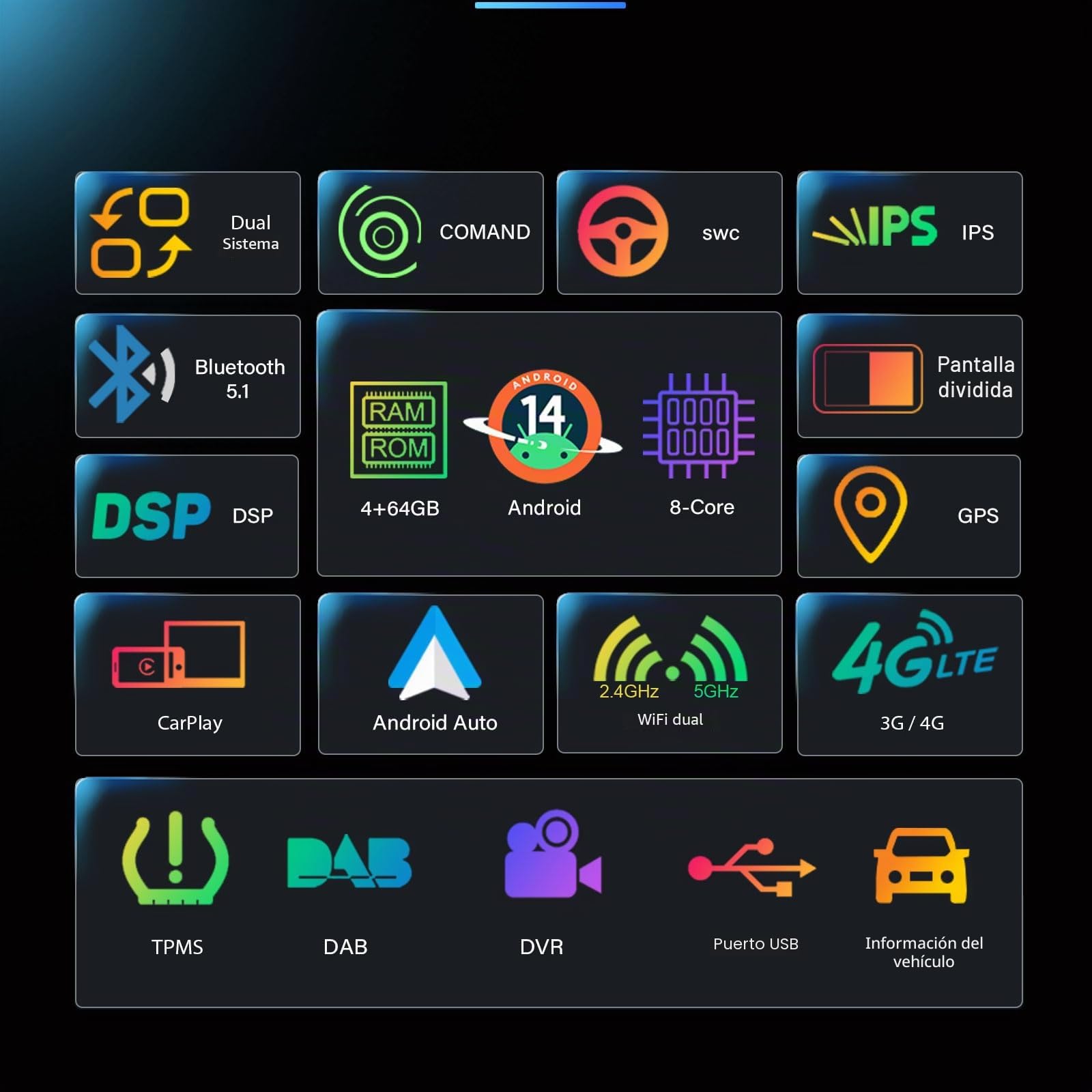 Erisin Qualcomm 8-Core Canbus 4GB+64GB 10.25" IPS Pantalla Android 14 Radio Coche Bluetooth para Mercedes-Benz Clase GLK X204 2009-2012 NTG 4.0 Soporta Wireless CarPlay Android Auto WiFi DSP USB OEM