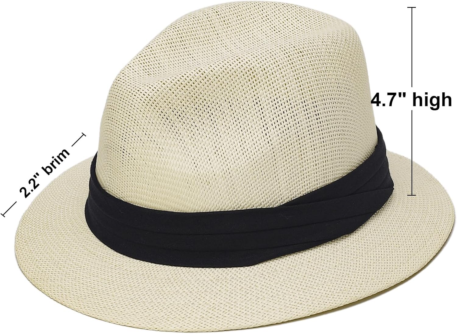 Summer Straw Panama Fedora Sun Hat UV Protection Beach Cuban Trilby Hats for Men and Women - Image 4