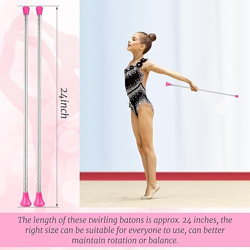 Miniatura 2 de Twirling Baton Baton - Bastón de gimnasia unisex para niños, banda de marcha de bastón de metal para espectáculos de talentos, baile artístico, giro