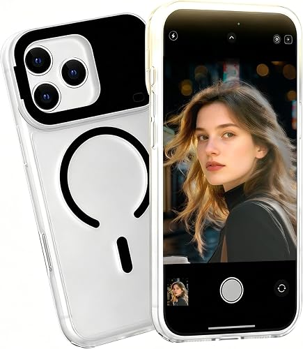 for iPhone 16 Pro Max Case with Selfie Light, 3 Color Modes (Black) | Compatible with MagSafe,Brightness Control, Memory Setting, USB-C Light Charging, Cable Included