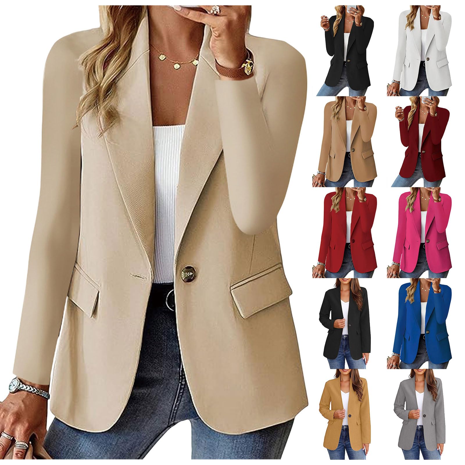 Blazers for Women Work Office Business Blazer Jackets Casual Long Sleeve Lapel Open Front Suit Jacket Dressy Clothes