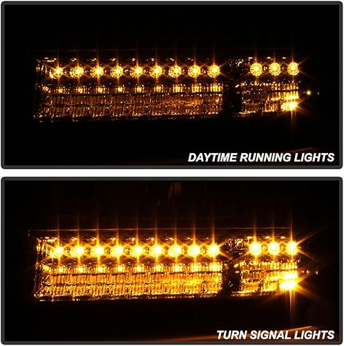 Miniatura 6 de ACANII - Para faros delanteros negros 1999-2004 Ford F250 F350 Superduty + luces LED SMD de señal de parachoques para conductor + lado del pasajero