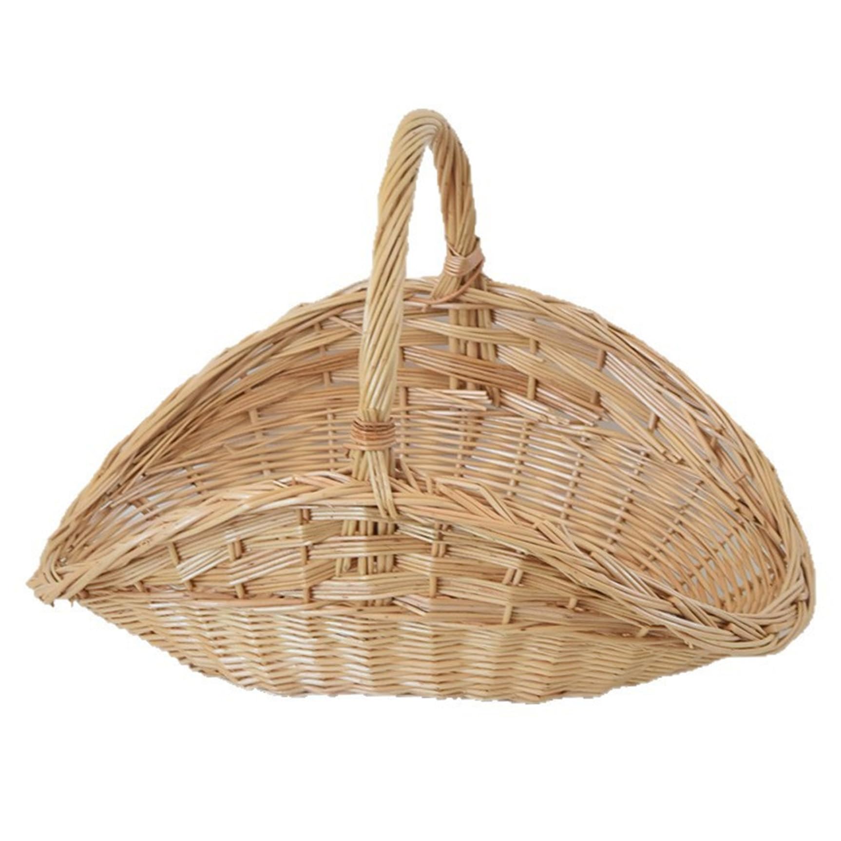 Cestino in Vimini con Manico, Cestino in Rattan a Forma di Conchiglia per Raccolta, Picnic e Decorazioni per la Casa - Robusto Contenitore Intrecciato per Frutta, Verdura e Altro