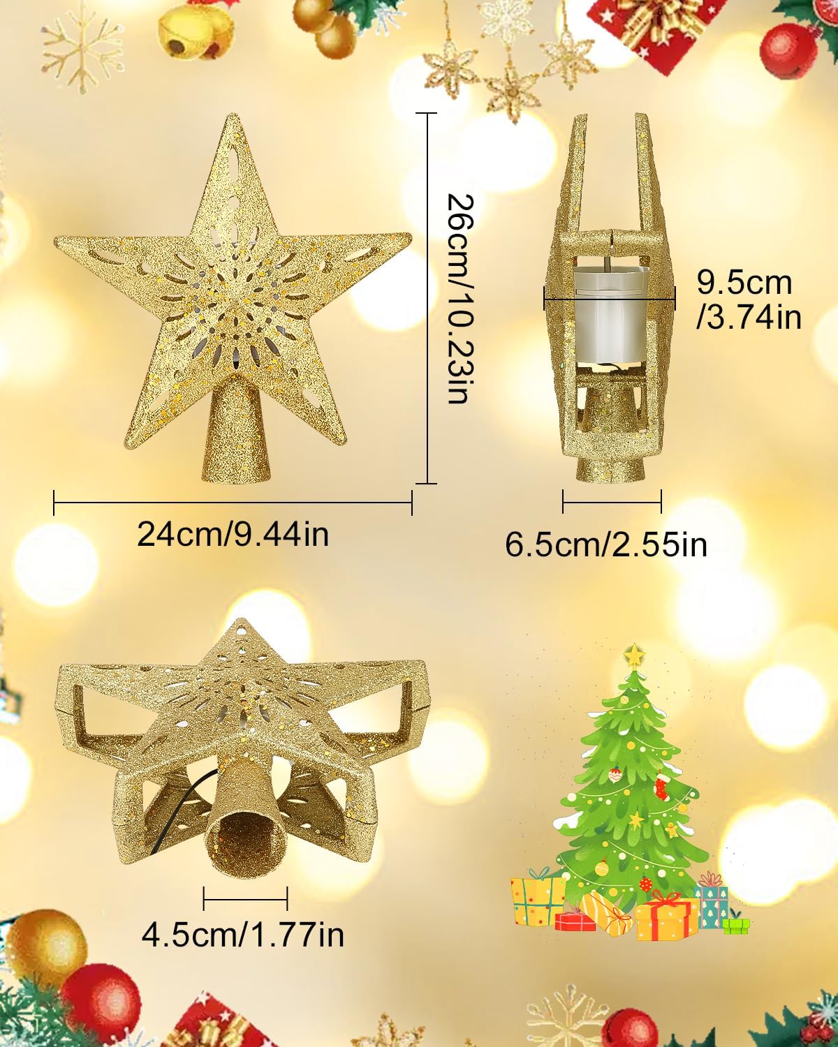 HUIKJI 2 Pack Kerst Ster Boom Topper Lichten,6.69 Inch Flash Licht Led Decoratie Lamp Pentagram Ster Kerstboom Topper Mooie Glanzende Xmas Decoratieve HUIKJI 2 Pack Kerst Ster Boom Topper Lichten,6.69 Inch Flash Licht Led Decoratie Lamp Pentagram Ster Kerstboom Topper Mooie Glanzende Xmas Decoratieve